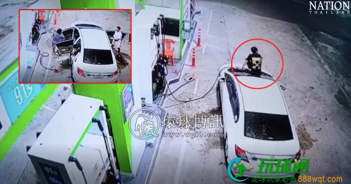 太疯了！有中国台湾男子持刀在泰国大城府加油站横冲直撞、恐吓他人，疑似吸毒！