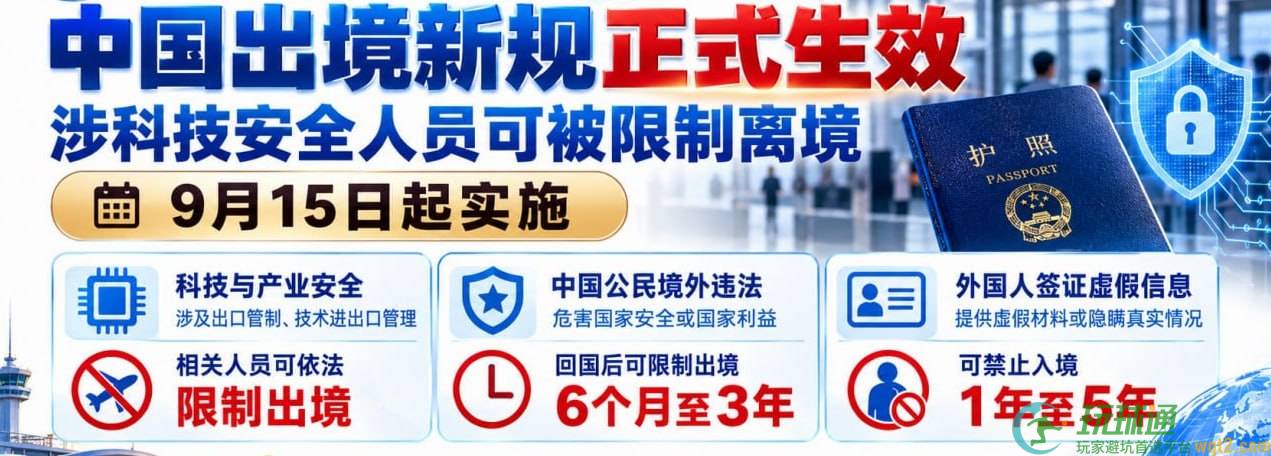 中国出境新规正式生效，涉科技安全人员可被限制离境
