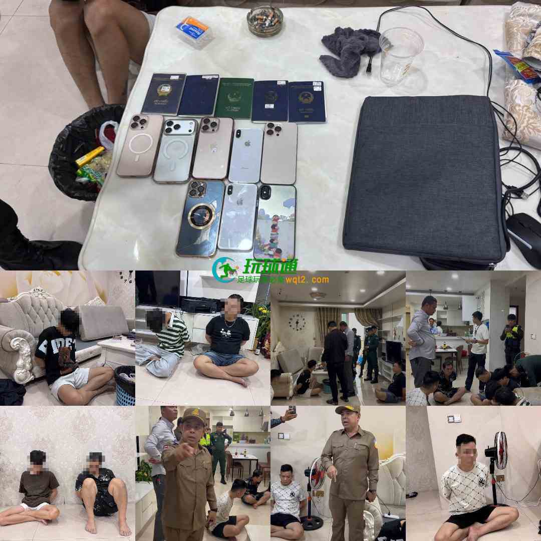 金边市七玛卡拉检查，发现6名搞电诈的越南人，现场缴获三台笔记本电脑+8部苹果手机